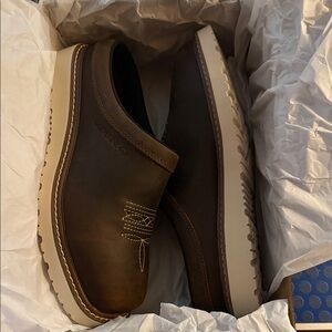 Wolverine Men's Brown Leather Slip-On Clog Shoes